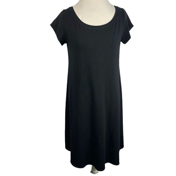 Eileen Fisher The System Women's Black Stretch Shift Shirt Dress S/S Size M - Picture 1 of 8